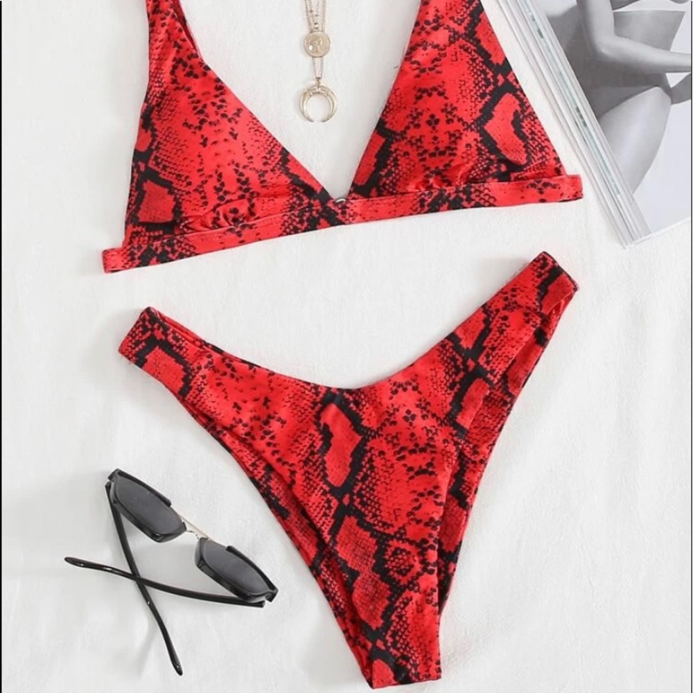 Red Snakeskin Bikini